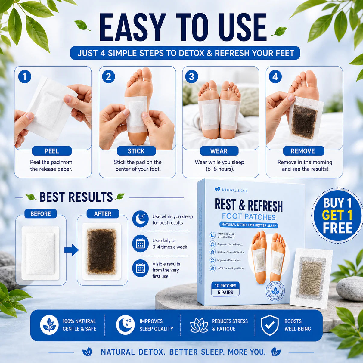 Deep Sleep & Refresh™ Foot Patches | Buy 1 Get 19 FREE