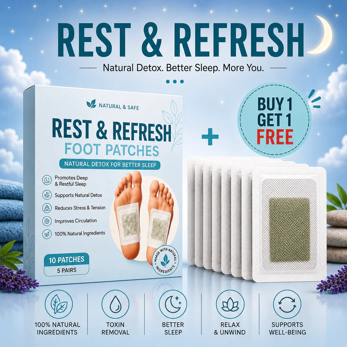Deep Sleep & Refresh™ Foot Patches | Buy 1 Get 19 FREE